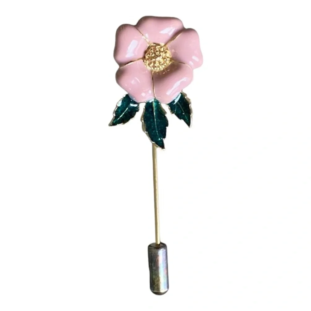 Vintage Pink Enamel Lapel Pin - Picture 3 of 5